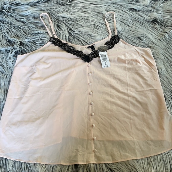 TORRID Light Pink and Black Lace Button Cami - Picture 2 of 5